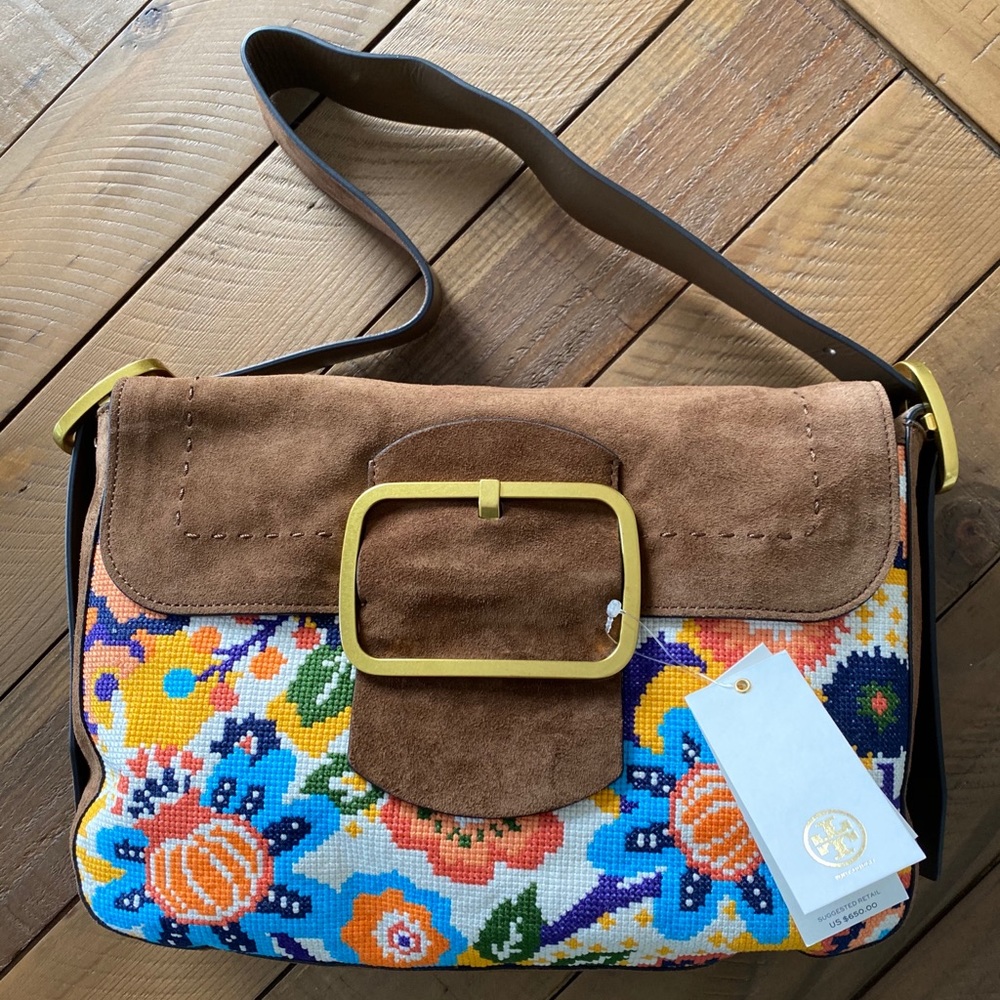 Tory Burch Sawyer Needlepoint Shoulder Bag